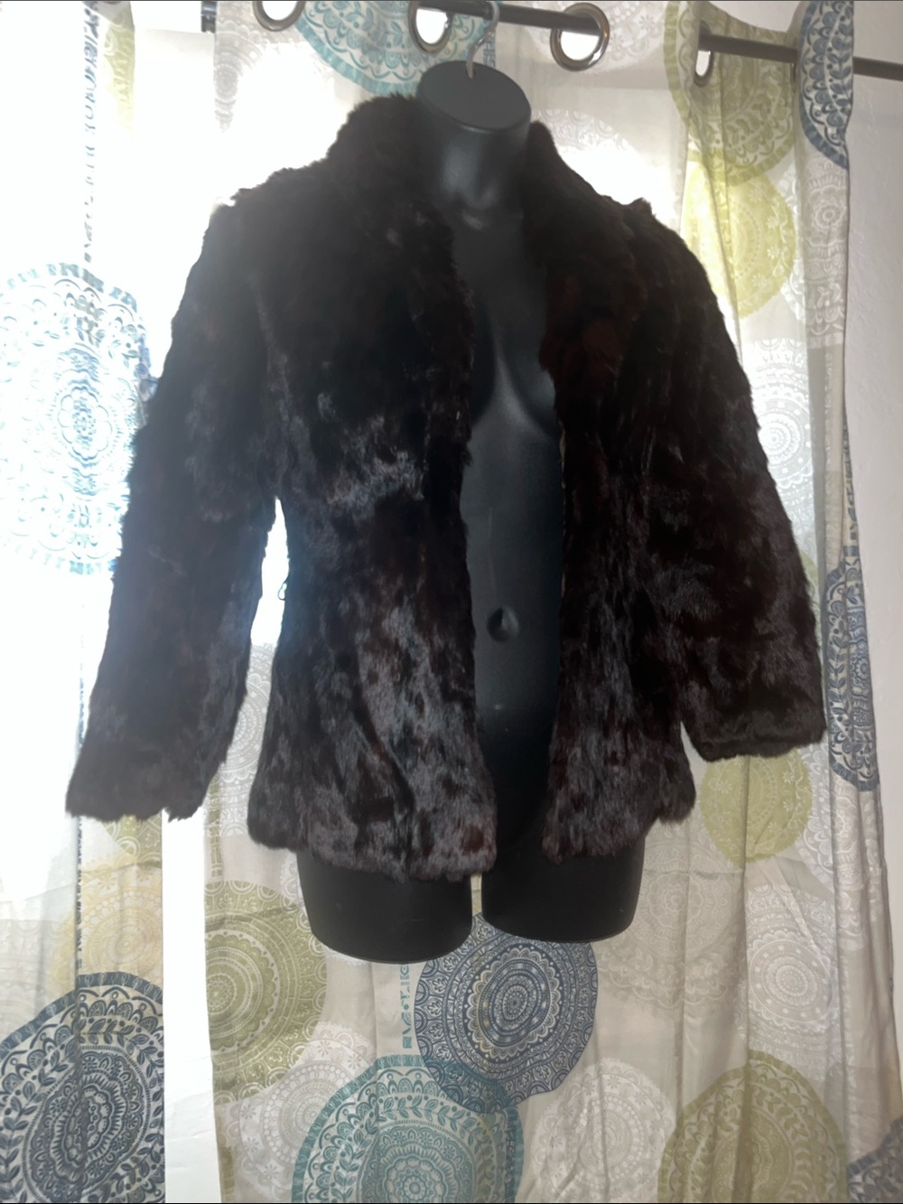 Women’s 100% Rabbit Fur Jacket - Dark Brown/Red